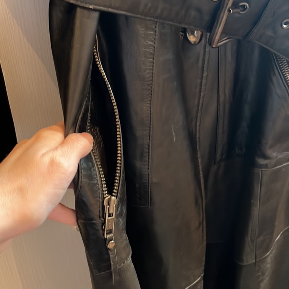 Arayal Leather Trench Coat (Belted) - French size 38 VINTAGE Y2K - Picture 10 of 12